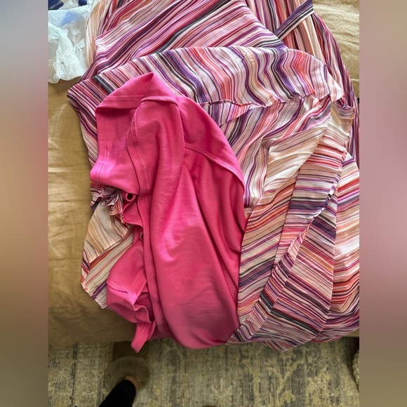 NEW 18/20 Lane Bryant pleated elegant fully lined Striped Pink Maxi Dress - Picture 4 of 9